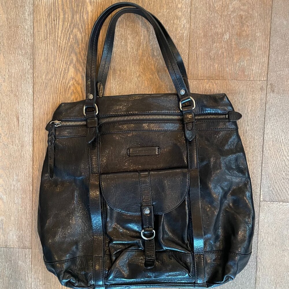 Frye Josie Leather Backpack Tote | Black with Silver Hardware | NWOT